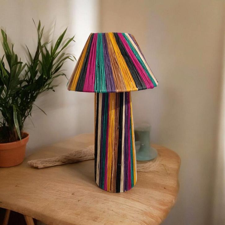 Tafellamp, raffia lamp, handgemaakt in Marokko, Huis en Inrichting, Lampen | Lampenkappen, Verzenden