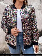 Zgan feestelijk glitterjasje mt. 52 pailletten, Kleding | Dames, Ophalen of Verzenden, Zo goed als nieuw, Zwart, Broek of Spijkerbroek