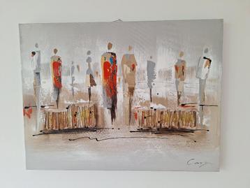 Groot abstract schilderij met gemengde technieken – 80  60  beschikbaar voor biedingen
