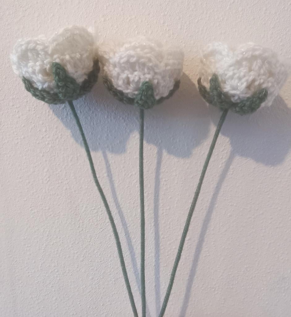 Gehaakte rozen Wit met glitter, Ophalen of Verzenden, Nieuw