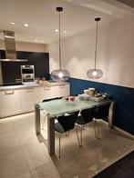 Glazen eetkamer tafel, Ophalen, 50 tot 75 cm, 50 tot 100 cm, Zo goed als nieuw