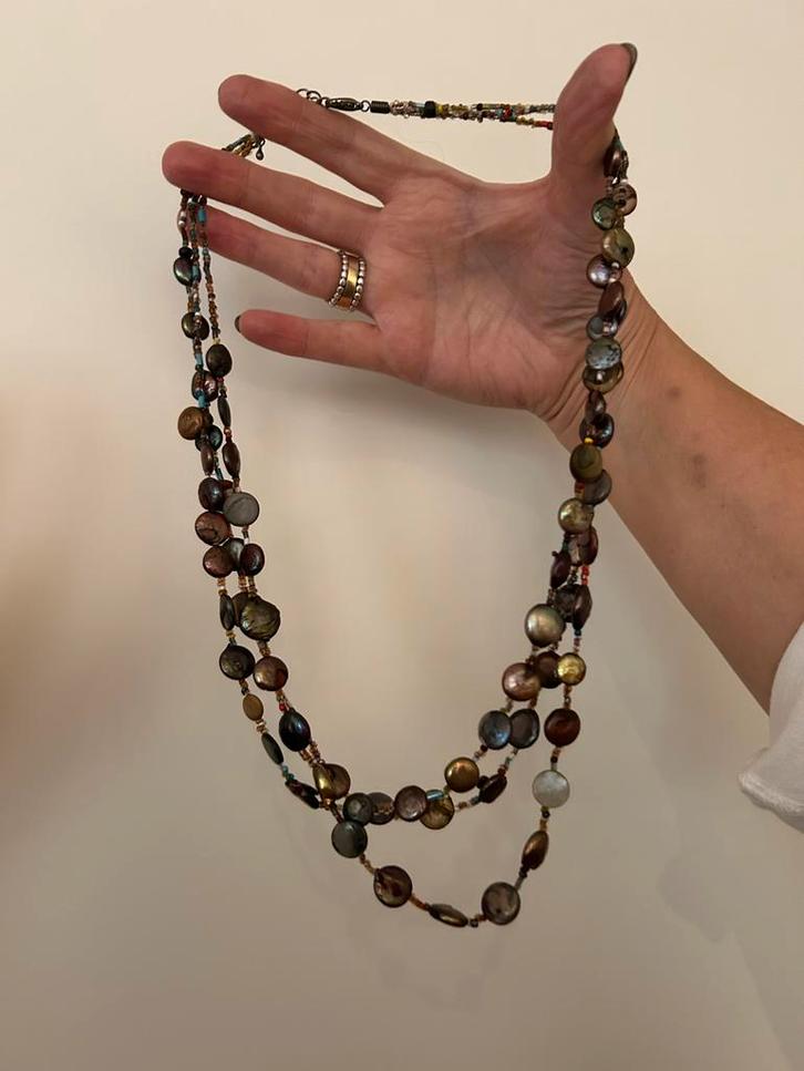 Ketting met gekleurde stenen/kralen, Sieraden, Tassen en Uiterlijk, Kettingen, Zo goed als nieuw, Steen of Mineraal, Overige kleuren