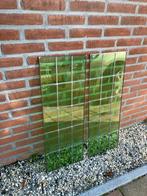 Groen Glas in Lood Raam 2x, Doe-het-zelf en Verbouw, Glas en Ramen, Ophalen, Gevelraam of Ruit, Gebruikt, Minder dan 80 cm