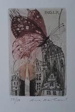 Exlibris Eva Haskova, vlinder, kaars, gebouwen Praag, Antiek en Kunst, Kunst | Etsen en Gravures, Verzenden