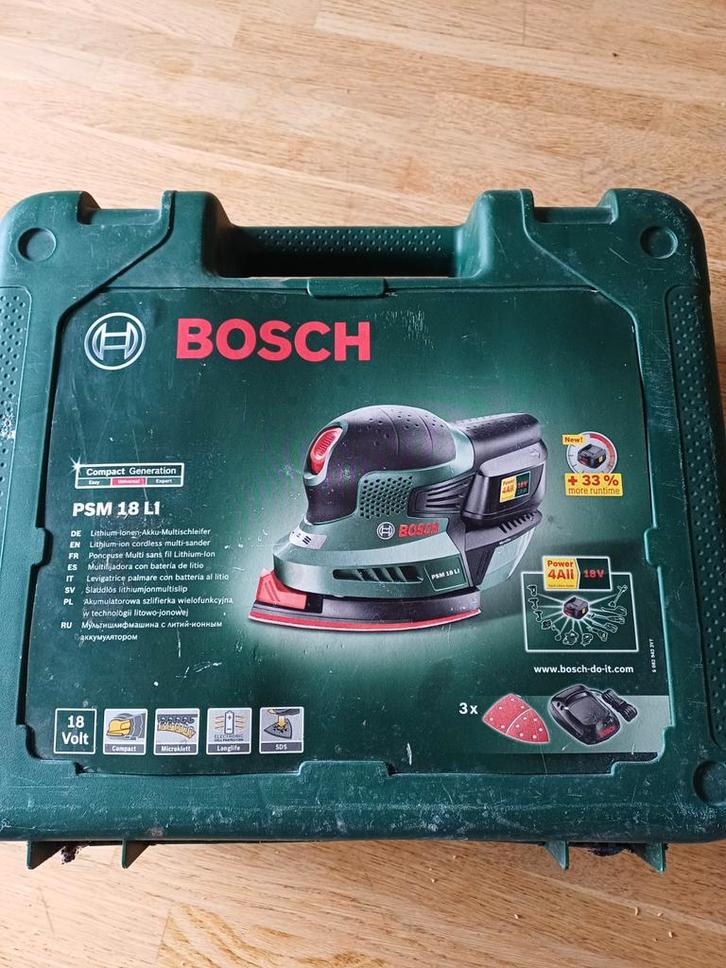Bosch PSM 18 LI Accu Schuurmachine, Doe-het-zelf en Verbouw, Gereedschap | Schuurmachines, Gebruikt, Excentrische schuurmachine