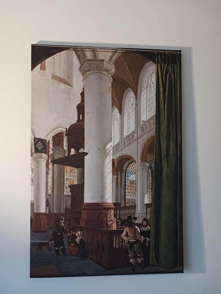 schilderij "interieur van de Oude Kerk te Delft", Huis en Inrichting, Woonaccessoires | Schilderijen, Tekeningen en Foto's, Schilderij