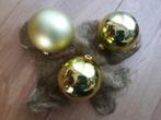 3 goudkleurige onbreekbare kerstballen, Diversen, Kerst, Ophalen of Verzenden, Nieuw