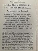 Aartsbisschop Mgr. vd Burgt 1910 Overasselt 1976 Tilburg, Verzamelen, Bidprentjes en Rouwkaarten, Ophalen of Verzenden, Bidprentje