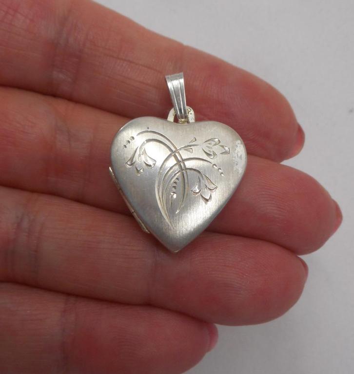 Zilveren Art Nouveau hart medallion hanger K&L nr.866, Sieraden, Tassen en Uiterlijk, Kettinghangers, Zo goed als nieuw, Zilver