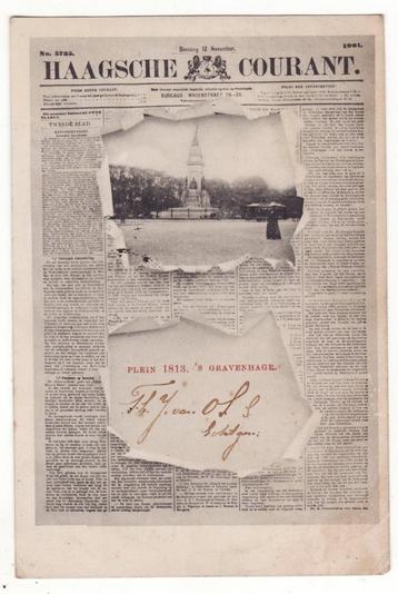 Den Haag Haagsche Courant Plein 1813 ansichtkaart 1901