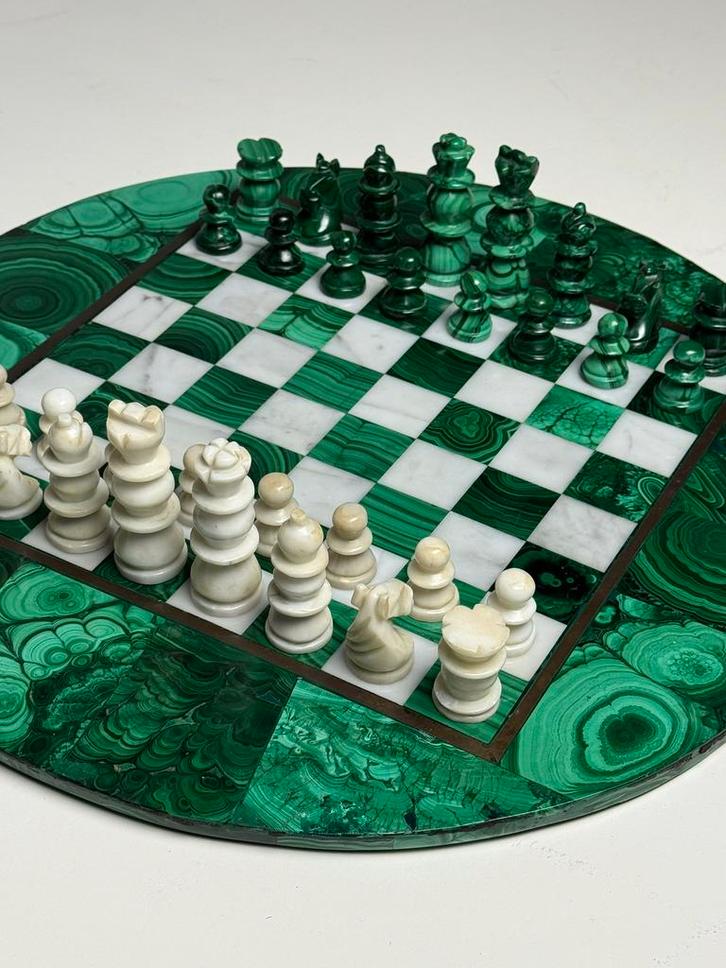 Schaakspel Malachiet vintage, Hobby en Vrije tijd, Gezelschapsspellen | Bordspellen, Zo goed als nieuw, Ophalen