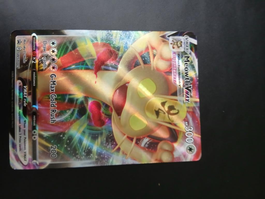 Pokemonkaart Meowth Vmax, Ophalen of Verzenden, Zo goed als nieuw, Losse kaart