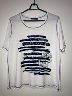 FrankWalder T-shirt wolwit-donkerblauw, korte mouw, maat 42, Verzenden, Wit, Maat 42/44 (L), Zo goed als nieuw