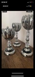 Set van 3 decoratieve glazen schalen, Antiek en Kunst, Antiek | Kandelaars, Ophalen of Verzenden, Glas