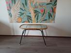 Vintage bijzettafeltje rotan met glas, Ophalen, Minder dan 45 cm, Gebruikt, Rond