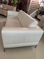 Creme lederen bank, Ophalen, Gebruikt, Tweepersoons, Leer