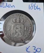 1 gulden 1864 Willem 3 Nederland, 1 gulden, Koning Willem III, Verzenden, Zilver