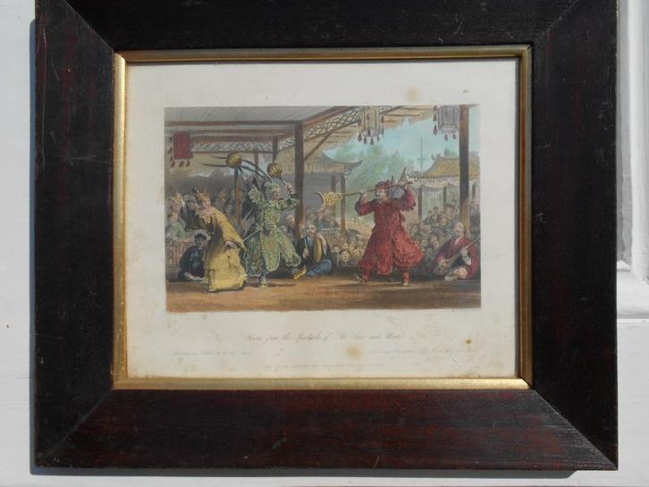 1858 Chinese Litho Spectacle of ‘The Sun and Moon’, Antiek en Kunst, Kunst | Litho's en Zeefdrukken, Ophalen