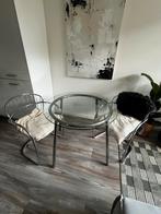 Ronde eettafelset met chrome/buisframe spijlen stoelen, Huis en Inrichting, Ophalen, 50 tot 100 cm, Rond, Tot twee personen