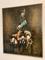 Schilderij J. Roybal - kinderen op fiets, Ophalen of Verzenden