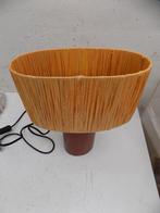 Tafellamp teak voet met raffiakapje repro dus nieuw, Ophalen of Verzenden, Zo goed als nieuw, Minder dan 50 cm