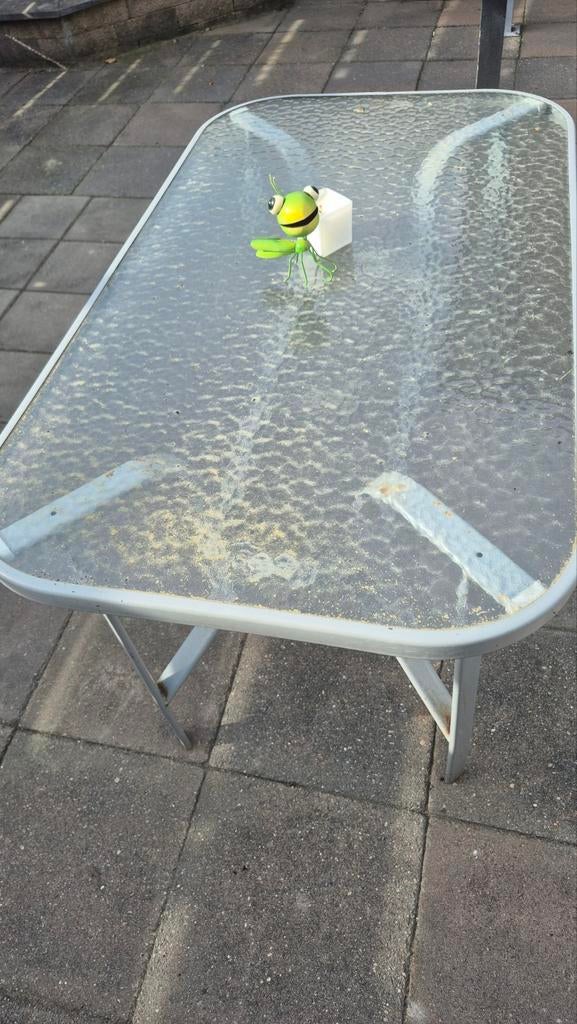 Glazen tafel., Ophalen, Gebruikt, Rechthoekig, Hout