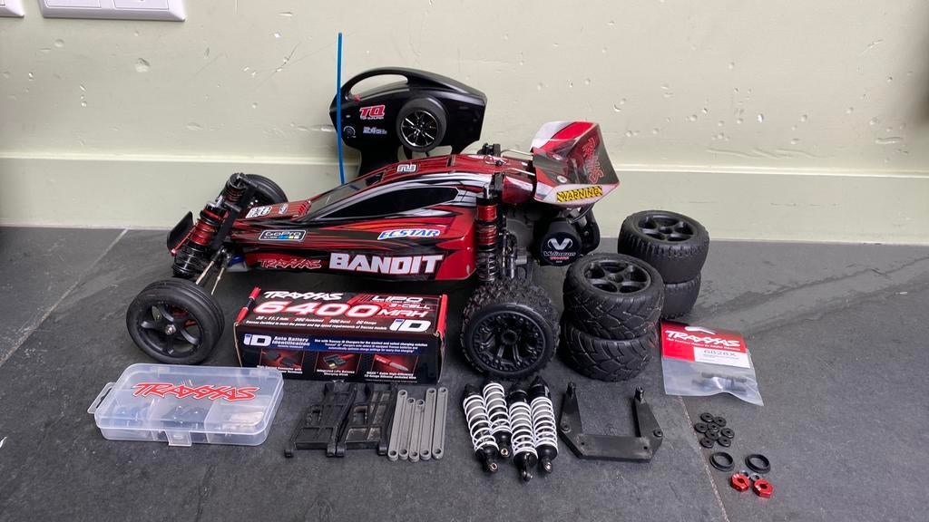 Traxxas bandit vxl 3s met upgrades, Ophalen of Verzenden, Zo goed als nieuw, Auto offroad