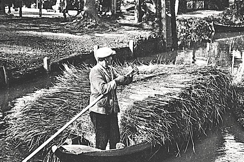 950758 Giethoorn Punter Riet Nette oude kaart onbeschreven, Ophalen of Verzenden, 1940 tot 1960, Ongelopen, Overijssel