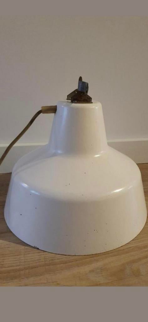 Prachtige originele antieke 60S stal-Lamp in wit €39, Antiek en Kunst, Antiek | Lampen, Ophalen of Verzenden