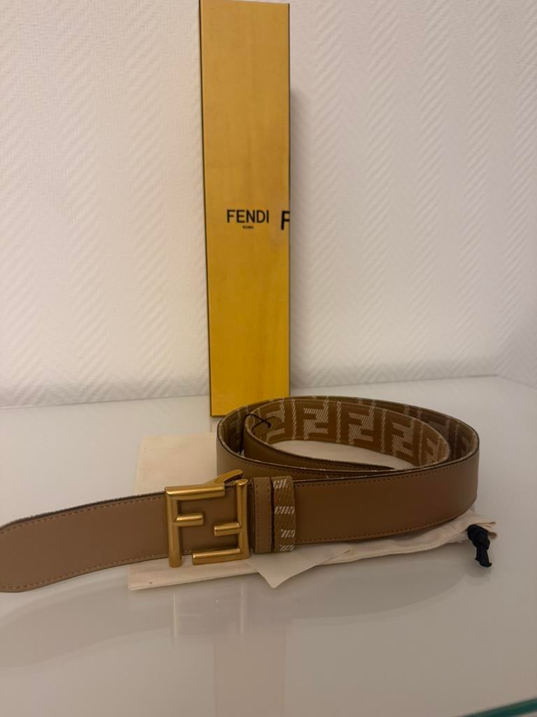 Fendi FF Jacquard Omkeerbare Riem, Verzenden, Nieuw, Zwart, 90 tot 100 cm
