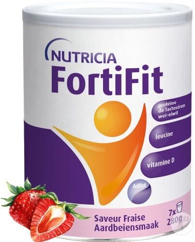 een doos met bijvoedings shake aardbei en vanille, Ophalen