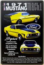 Ford Mustang Mach 1 auto reclamebord van metaal wandbord, Ophalen of Verzenden, Nieuw, Auto's