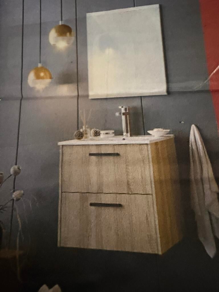 Wasbak en spiegel, Ophalen, Nieuw, 50 tot 100 cm, Minder dan 100 cm