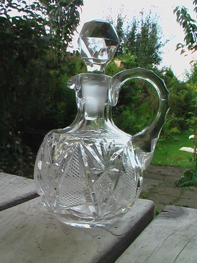 Antiek kristallen parfumflesje met decoratief slijpsel, Antiek en Kunst, Ophalen of Verzenden