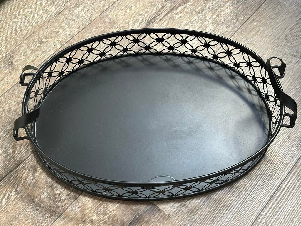 Riverdale Dienblad Metaal Zwart - Elegant & Stijlvol, Huis en Inrichting, Ophalen of Verzenden, Gebruikt, Ovaal, Metaal