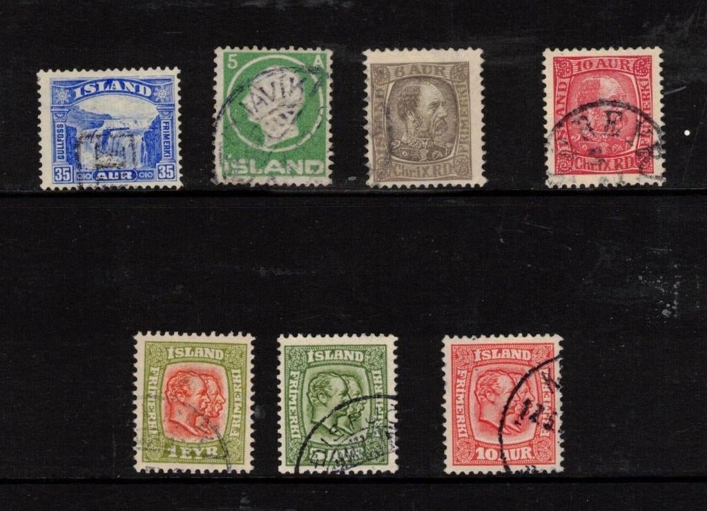 IJsland 7 Oude zegels Gestempeld, Ophalen of Verzenden, Buitenland