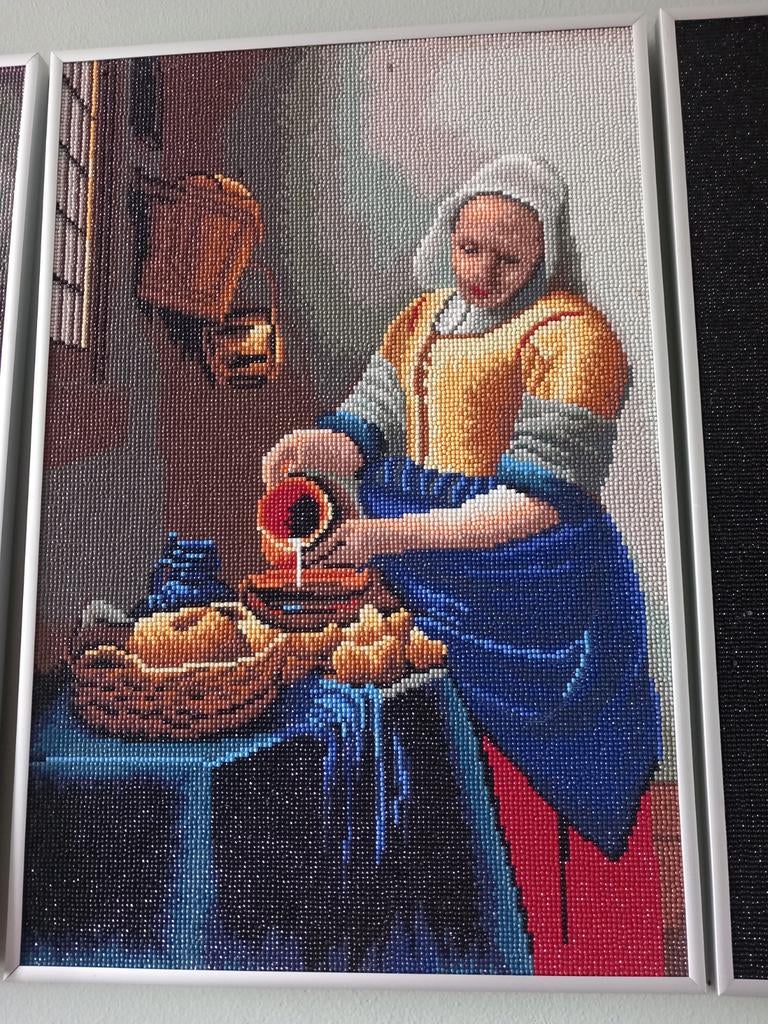 3 mooie diamond painting  schilderijen 61 x 41  met lijst, Ophalen, Zo goed als nieuw, Schilderij, Minder dan 50 cm