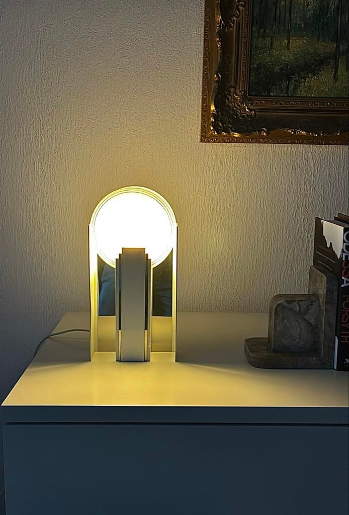 Zeldzame Art Deco Tafellamp met Spiegel - Dijkstra Holland, Ophalen of Verzenden