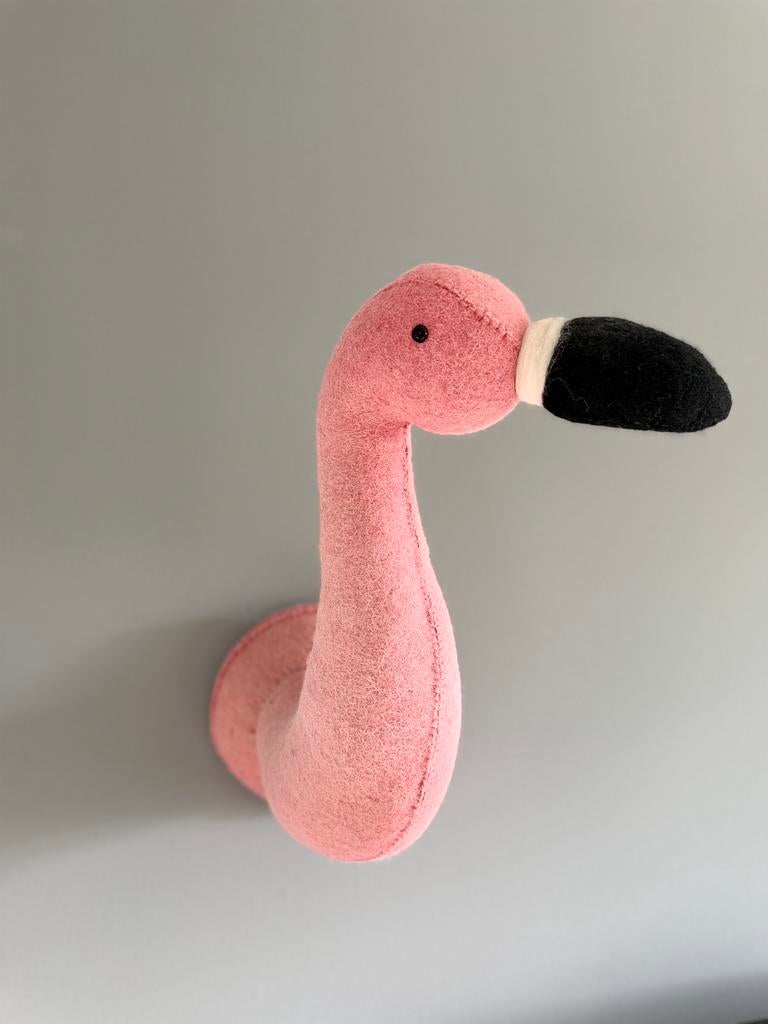 Roze Flamingo Dierenkop van Vilt voor Kinderkamer, Ophalen, Zo goed als nieuw, Roze, Textiel