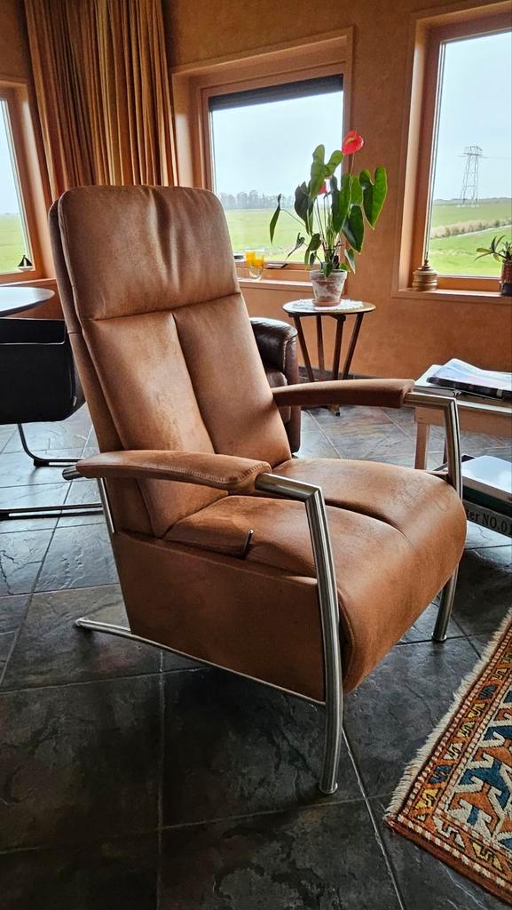 Comfortabele Relaxfauteuils en Sta-op Fauteuils, Huis en Inrichting, Fauteuils, Gebruikt, Leer, Metaal, Stof, 75 tot 100 cm, 75 tot 100 cm