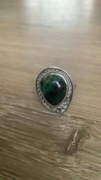 Verzilverde  Indianen Ring met Turquoise steen (Sioux ), 19 tot 20, Ophalen of Verzenden, Zo goed als nieuw, Dame of Heer
