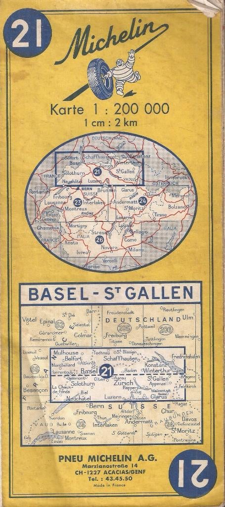 Michelin Kaart 21 Basel - St. Gallen Bâle -St. Gall 1968, Boeken, Gelezen, Ophalen of Verzenden, Landkaart, 1800 tot 2000
