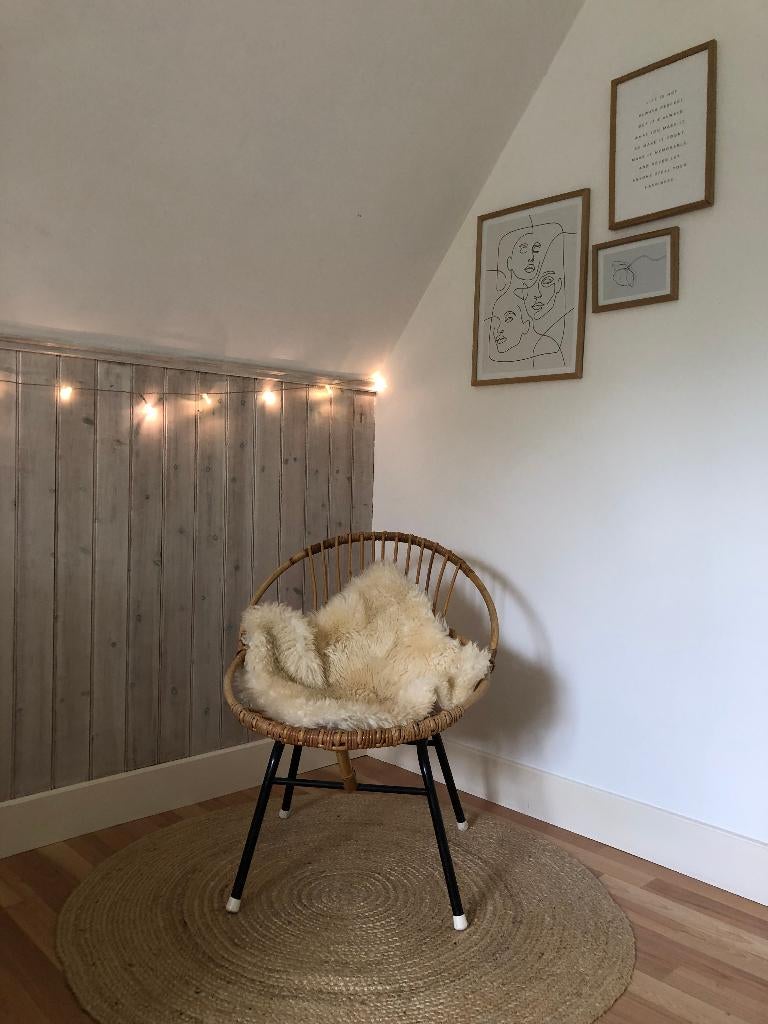 ROTAN STOEL VINTAGE klein model, Huis en Inrichting, Stoelen, Ophalen, Gebruikt, Bruin, Riet of Rotan