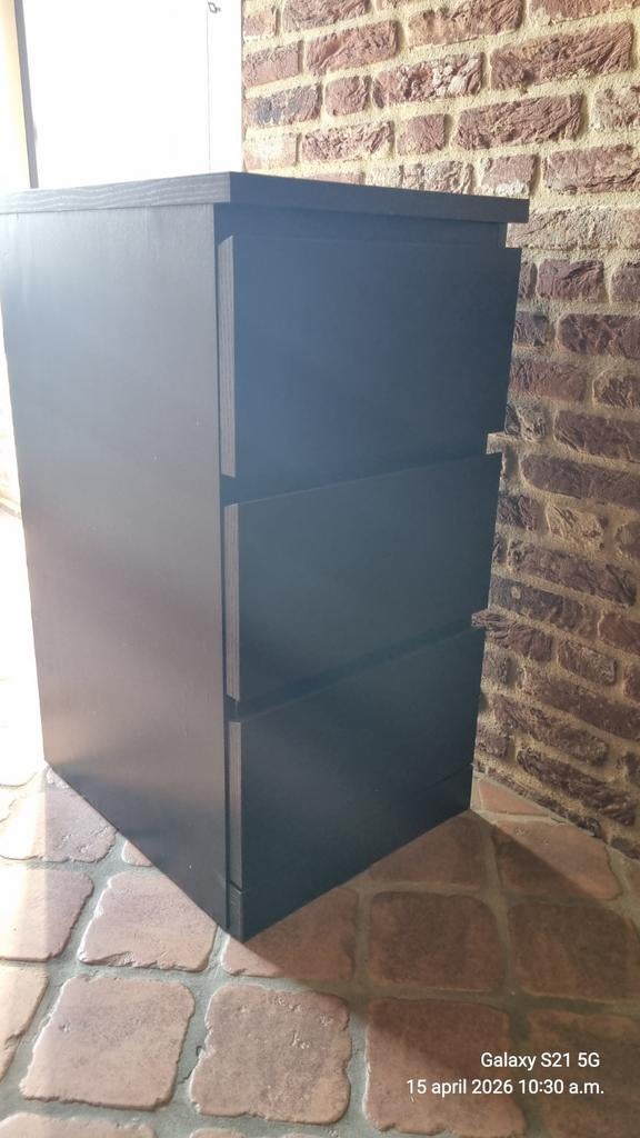 Donkerbruine ladekast van IKEA Malm met 3 lades, Huis en Inrichting, Gebruikt, 3 of 4 laden, Minder dan 100 cm, 25 tot 50 cm