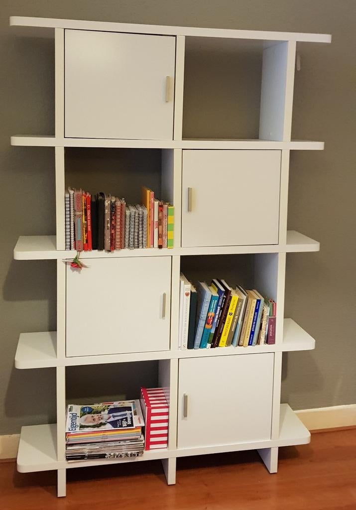 Boekenkast wit zilver hout houten boeken kast meubels kasten, Ophalen, Gebruikt, 100 tot 150 cm, 150 tot 200 cm