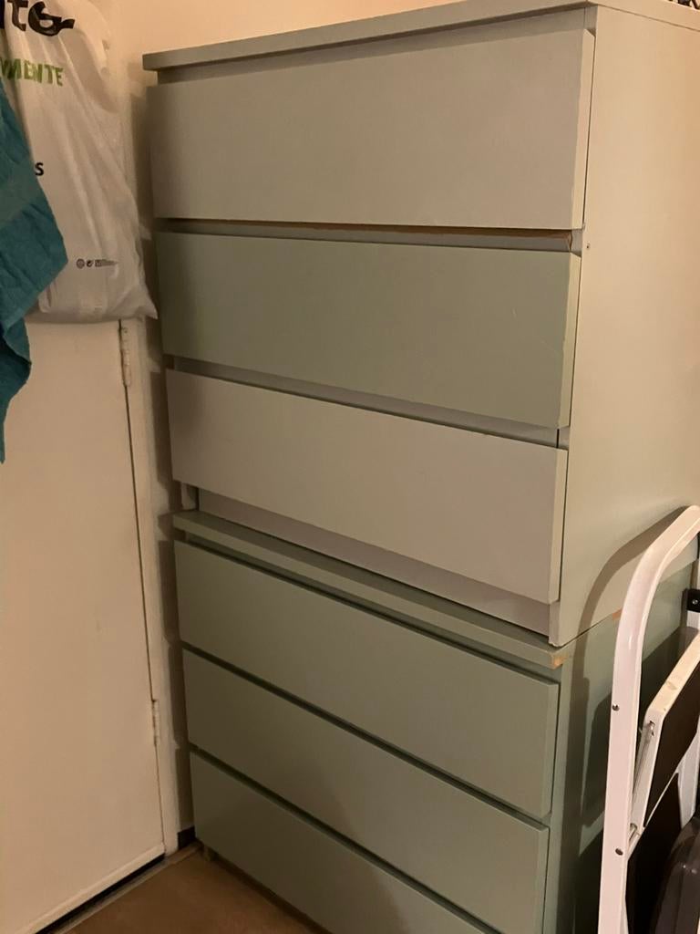 Groene turquoise geverfde MALM kasten van ikea, Huis en Inrichting, Ophalen, Gebruikt, 50 tot 100 cm, 3 of 4 laden