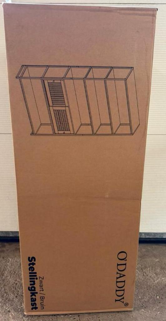 ODADDY Stellingkast Zwart/Bruin - Nieuw in doos, Huis en Inrichting, Kasten | Stellingkasten, Ophalen of Verzenden, Nieuw