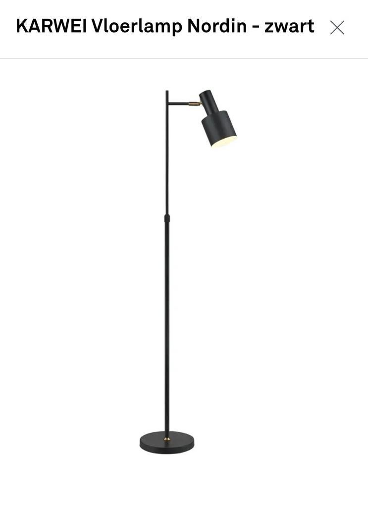 KARWEI Vloerlamp Nordin - zwart, Huis en Inrichting, Lampen | Vloerlampen, Ophalen, Zo goed als nieuw, Metaal, 100 tot 150 cm