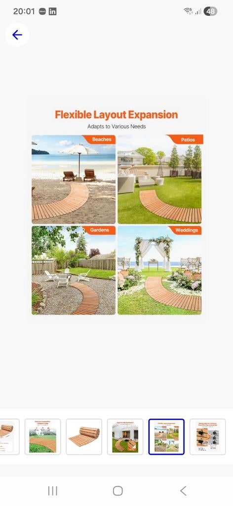 Nieuwe Houten Oprolbare Tuinpad - 218 cm, Tuin en Terras, Ophalen of Verzenden, Nieuw, Hout