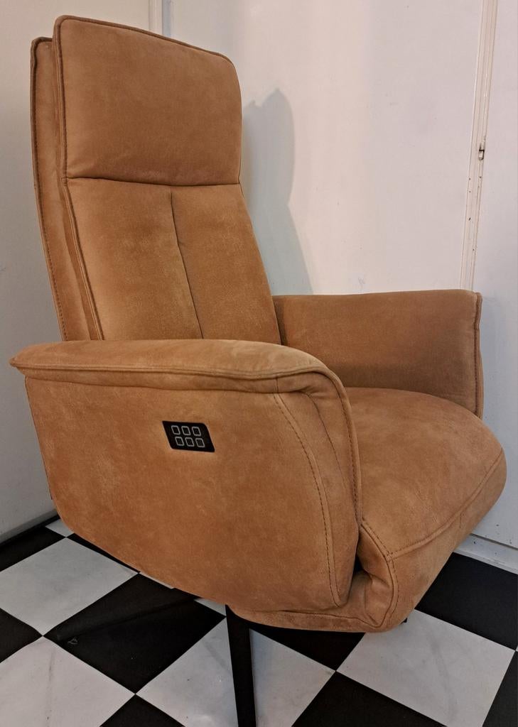 Elektrische Relaxfauteuil Goossens Odyssey op accu instelbaa, Huis en Inrichting, Fauteuils, Ophalen, Gebruikt, 50 tot 75 cm, Leer